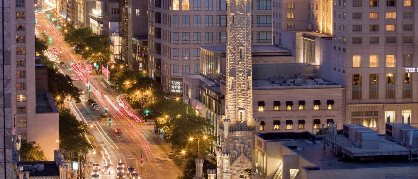 View of architecture on The Magnificent Mile in Chicago