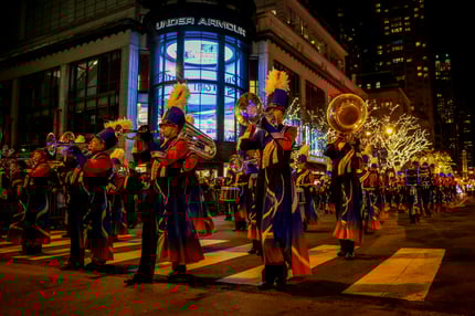 Marching Band in The Wintrust Magnificent Mile Lights Festival - Photo credit Alex Wroblewski